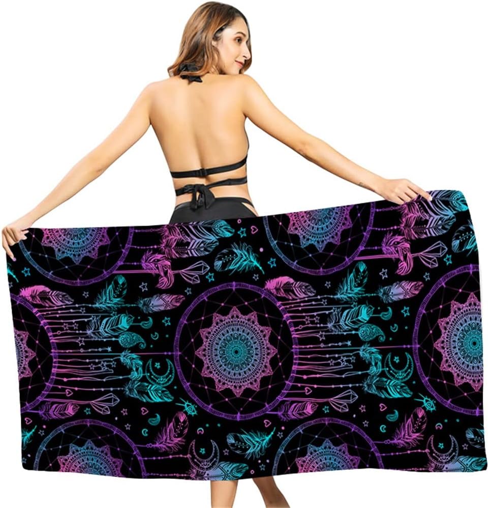 LiChA 2pc Geometric Abstraction Beach Towel Quick-Dry Microfiber Bath Towels Yoga Mat Sport Swimming Towels