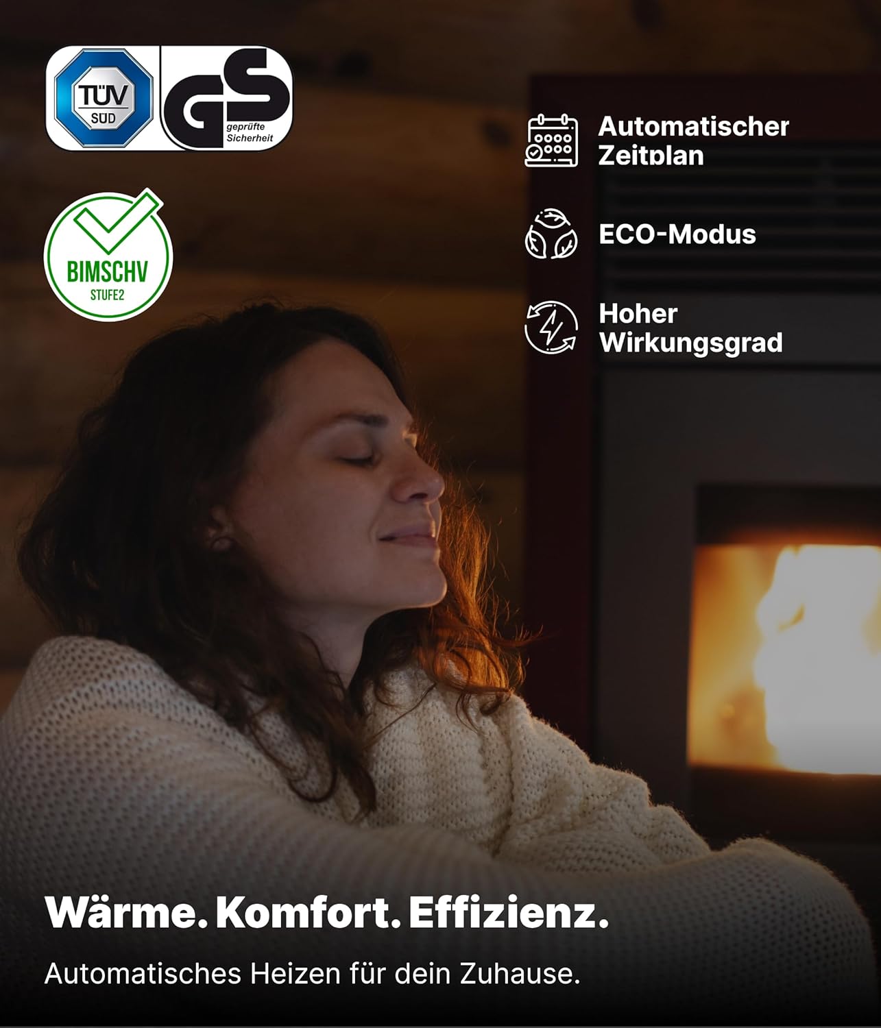NEMAXX® P12 Pelletofen 13,6 kW A+ bis 300 m³ – Auto-Reinigungszyklus, ECO-Modus, Wochenprogramm & mechanische Reinigungsunterstützung – Rot