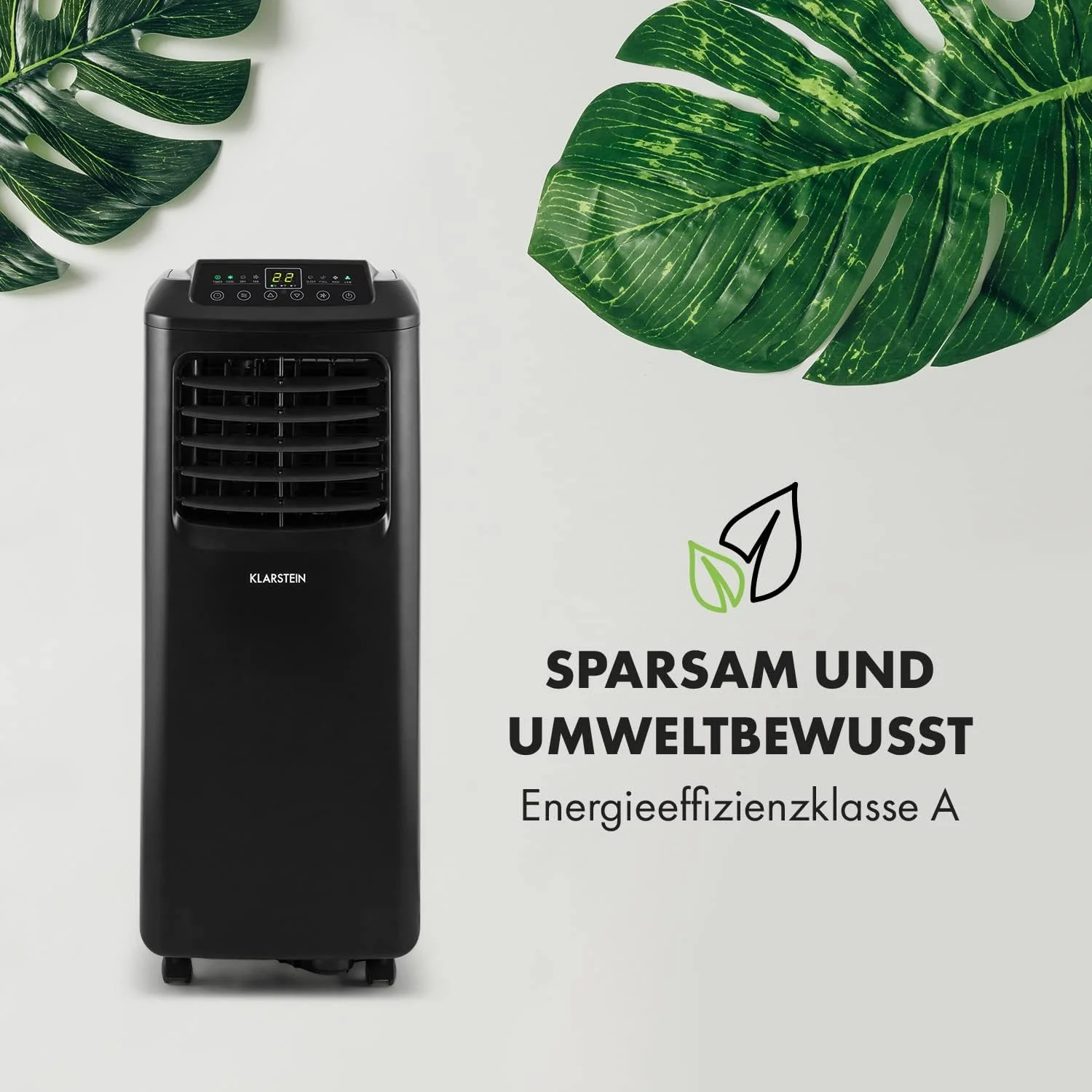 Klarstein Mobiele Airco met Afvoerslang, 3-in-1 Airconditioner met Ventilator & Luchtontvochtiger, Kleine & Draagbare Airco voor Thuis & op Kantoor, met Nachtmodus & App-bediening, 7000 BTU