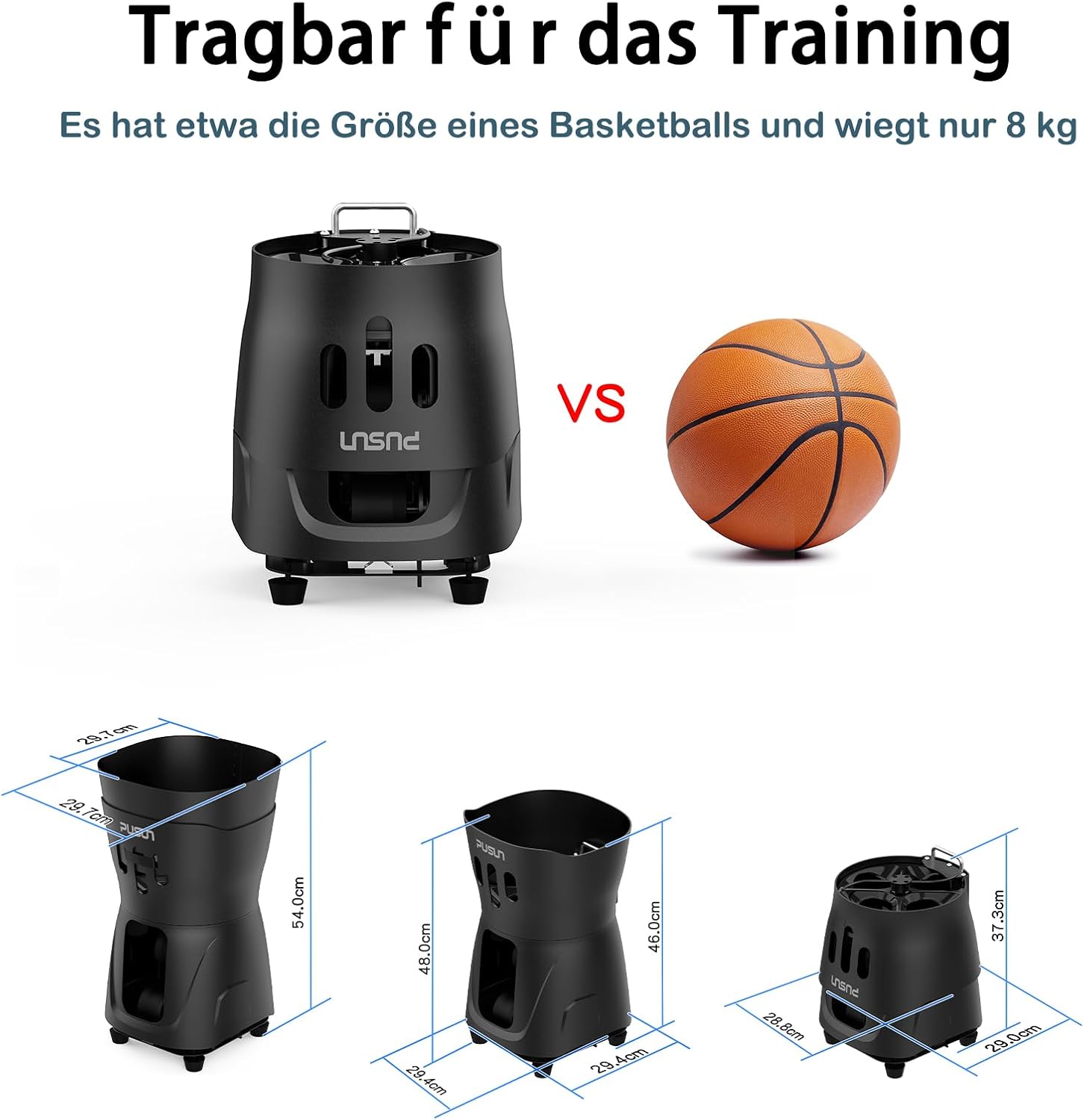 PT-MINIPro Tragbare Tennisballmaschine - Leichte Indoor-Tennismaschine mit APP-Steuerung, 65-Ball-Kapazität & Lehrsystem, Intelligenter Tennistrainer für Schulen (3-5 Stunden Akku)