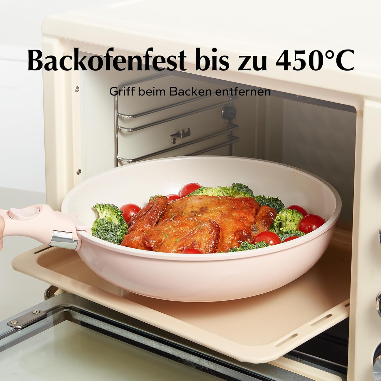 Redchef Topfsets Pfannenset 16-Teilig Antihaft-Keramik-Kochgeschirr-Set mit Abnehmbaren Griffen, Pfanne 20/26cm, Tiefe Bratpfanne 26cm, Topf 18/20cm, Stapelbar Topfset Für alle Herdarten, Ofenfest