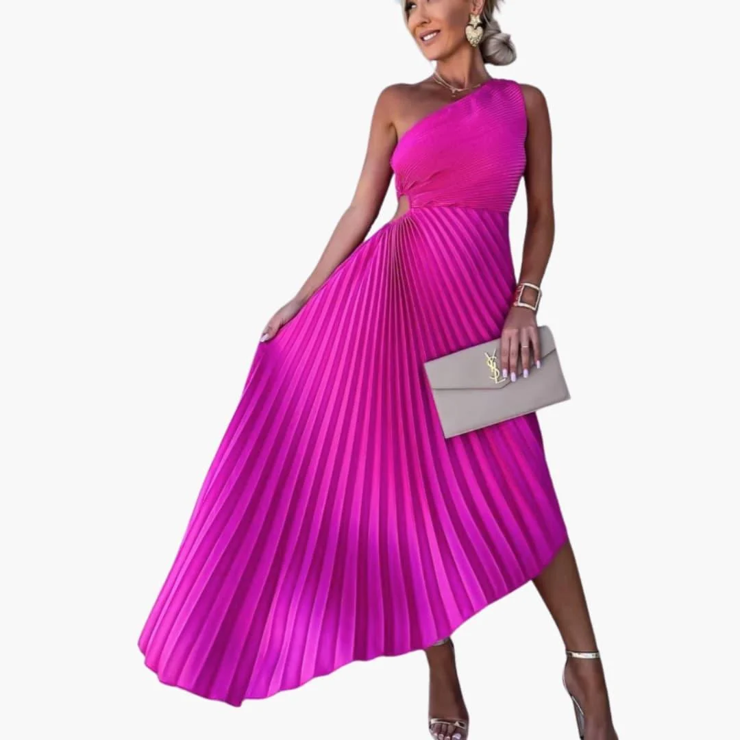 Asymmetrisches Cocktailkleid f��r Damen mit One-Shoulder-Ausschnitt und Plissee-Design