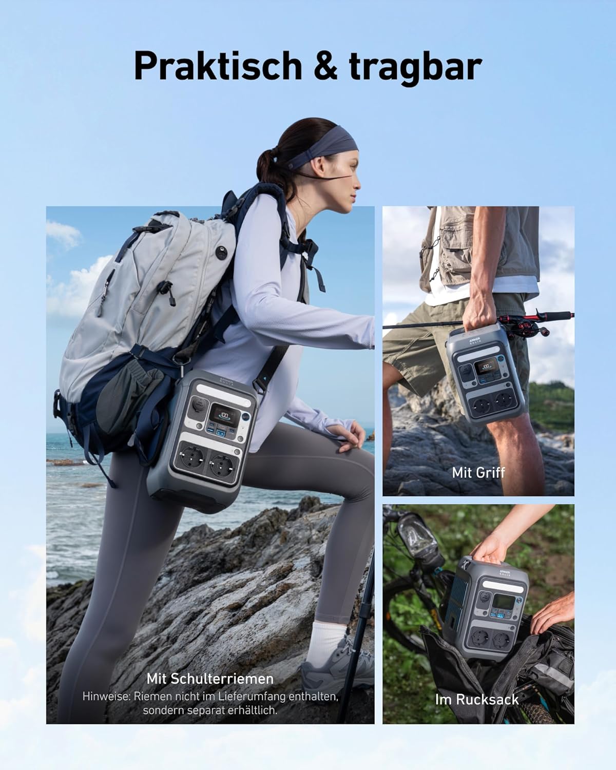 SOLIX C300 Tragbare Powerstation, 288Wh LiFePO4 Akku, 300W (Max 600W) Solargenerator, 140W Beiseitige Schnellladeleistung, Für Camping, Draußen, Reisen, Notfälle, unterwegs (Solarpanel Optional)