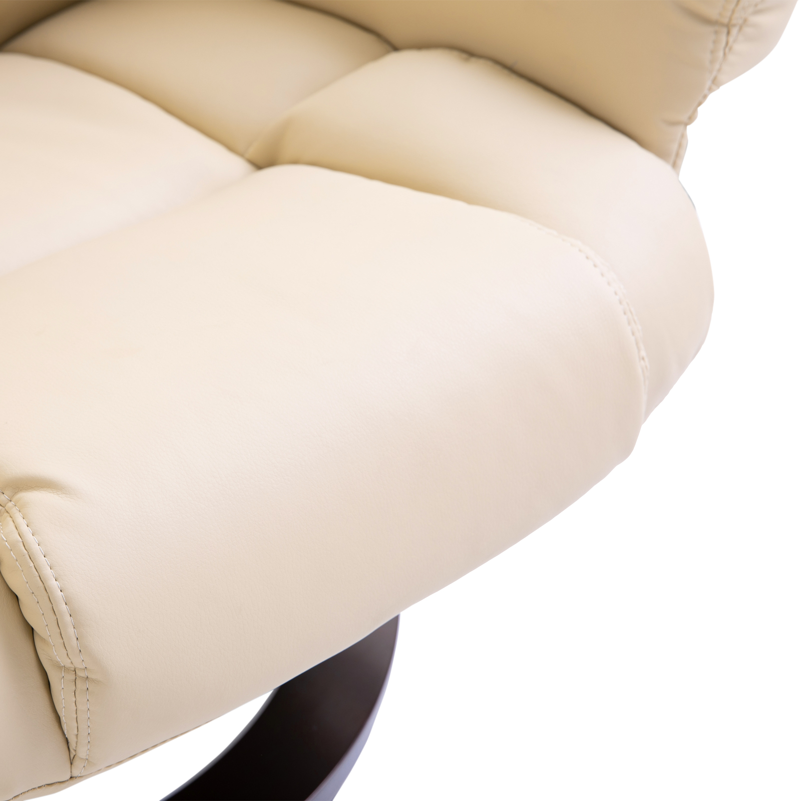 Fauteuil met kruk, ligfunctie, draaibaar, tot 160 kg, kunstleer, metalen frame, cr��me, 80 x 79 x 100 cm