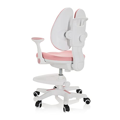 HJH Office 736415 Sedia per bambini KID WING Tessuto Rosa, Pratico poggiapiedi regolabile in altezza, girevole : Casa e cucina