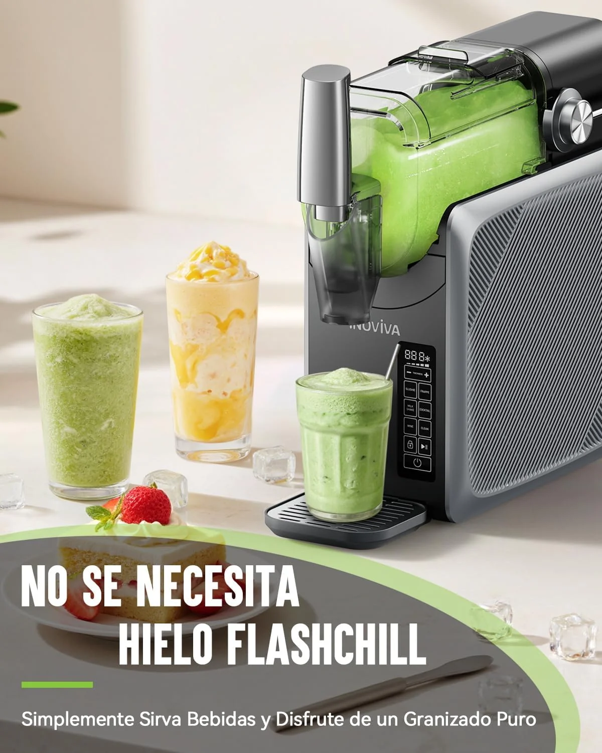 Granizadora Maquina INOVIVA, sin hielo, de 2 l, para el hogar, con autolimpieza, 5 programas preestablecidos, granizados congelados, margaritas, frappés y batidos (versión S1.2)
