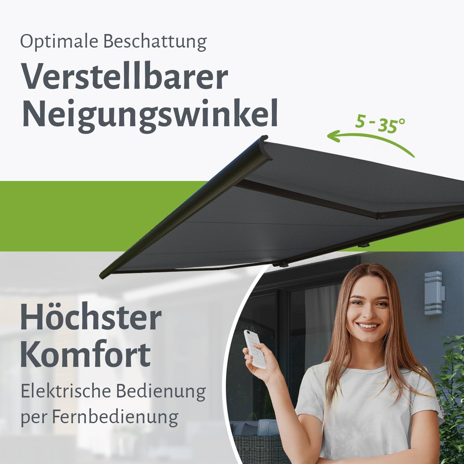 empasa elektrische Vollkassettenmarkise 'Profi' Kassettenmarkise Gelenkarmmarkise Markise Sonnenmarkise Sonnenschutz komplett vormontiert, Farbe:anthrazit, Größe:3 x 2.5 m
