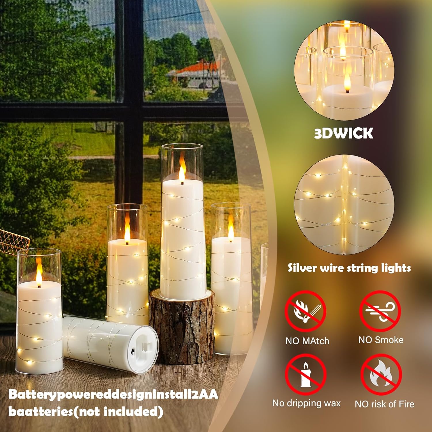 Flammenlose Kerzen mit eingebetteter Sternschnur, batteriebetriebene LED-Kerzen, mit Fernbedienung, 12 weiße flackernde Kerzen für Weihnachten, Hochzeiten, Heimdekoration und Party, (D 5,8 x