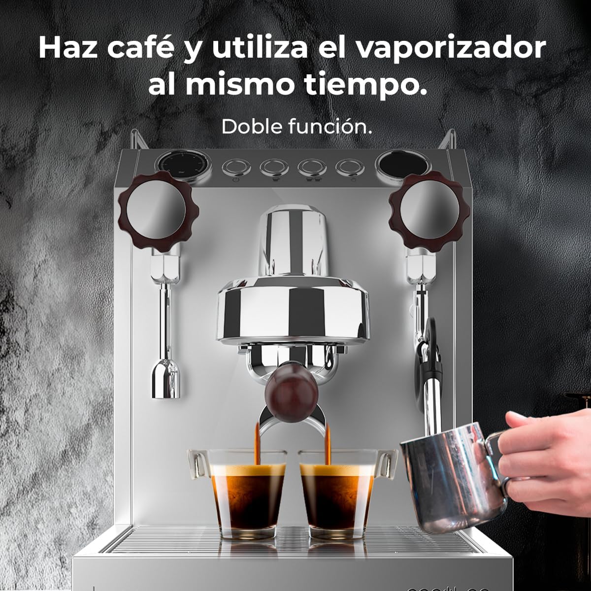 Cecotec Espresso-Kaffeemaschine Barista Baristeo Intima, professionelle Barista-Espressomaschine, Vorbrüh-System, 15 Bar Pumpe, einfaches Befüllen, 1,7L Wassertank und Tassenwärmer
