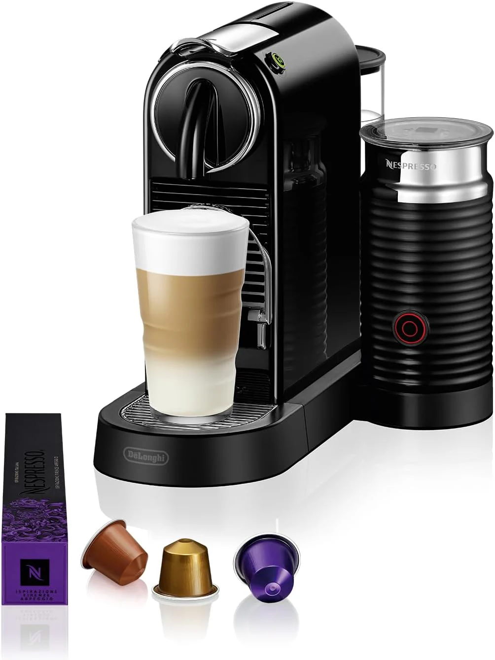 Nespresso De'Longhi EN267.BAE Citiz koffiezetapparaat met melkopschuimer, energiebesparende functie, 1710W, 1 liter, 37.2 x 21.8 x 27.7 cm, zwart