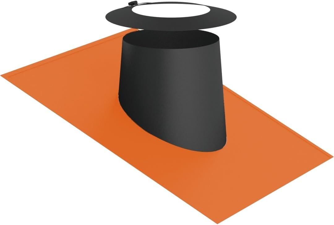 Jeremias DW-Black Dachdurchführung 200mm 16-25 Grad Elastomerrand rot Wetterkragen Edelstahl Abgasanlage doppelwandig für Öl Gas Festbrennstoffe