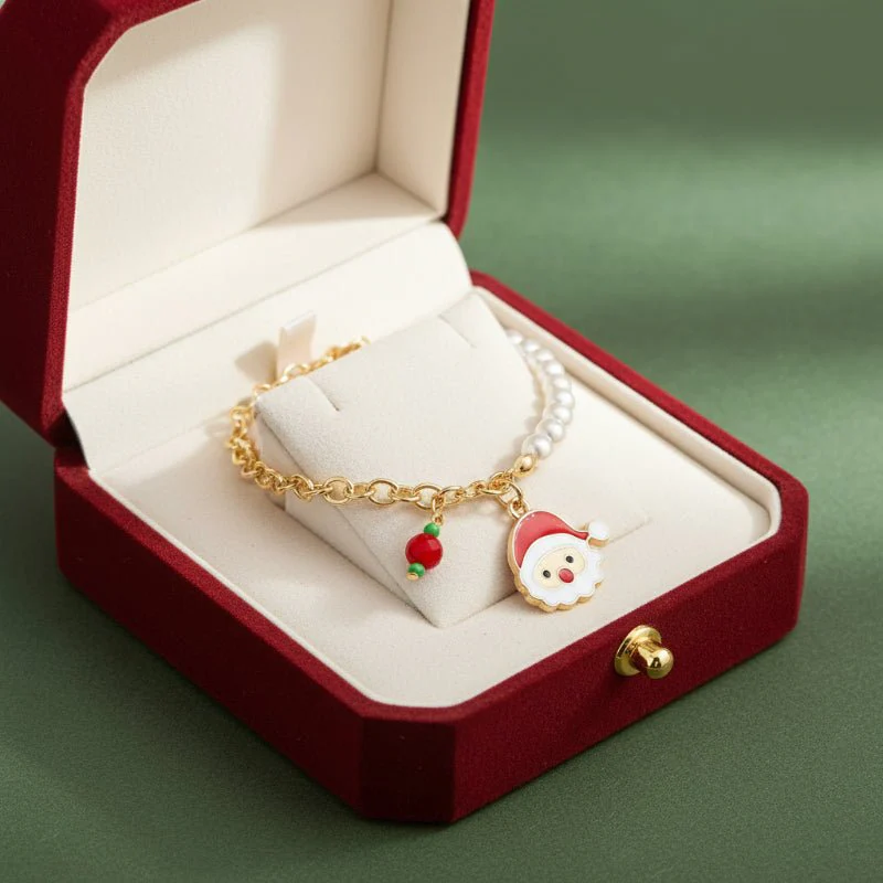 SHINELET – Feestelijke Charm-Armband met Glanzende Parels voor Kerstmis