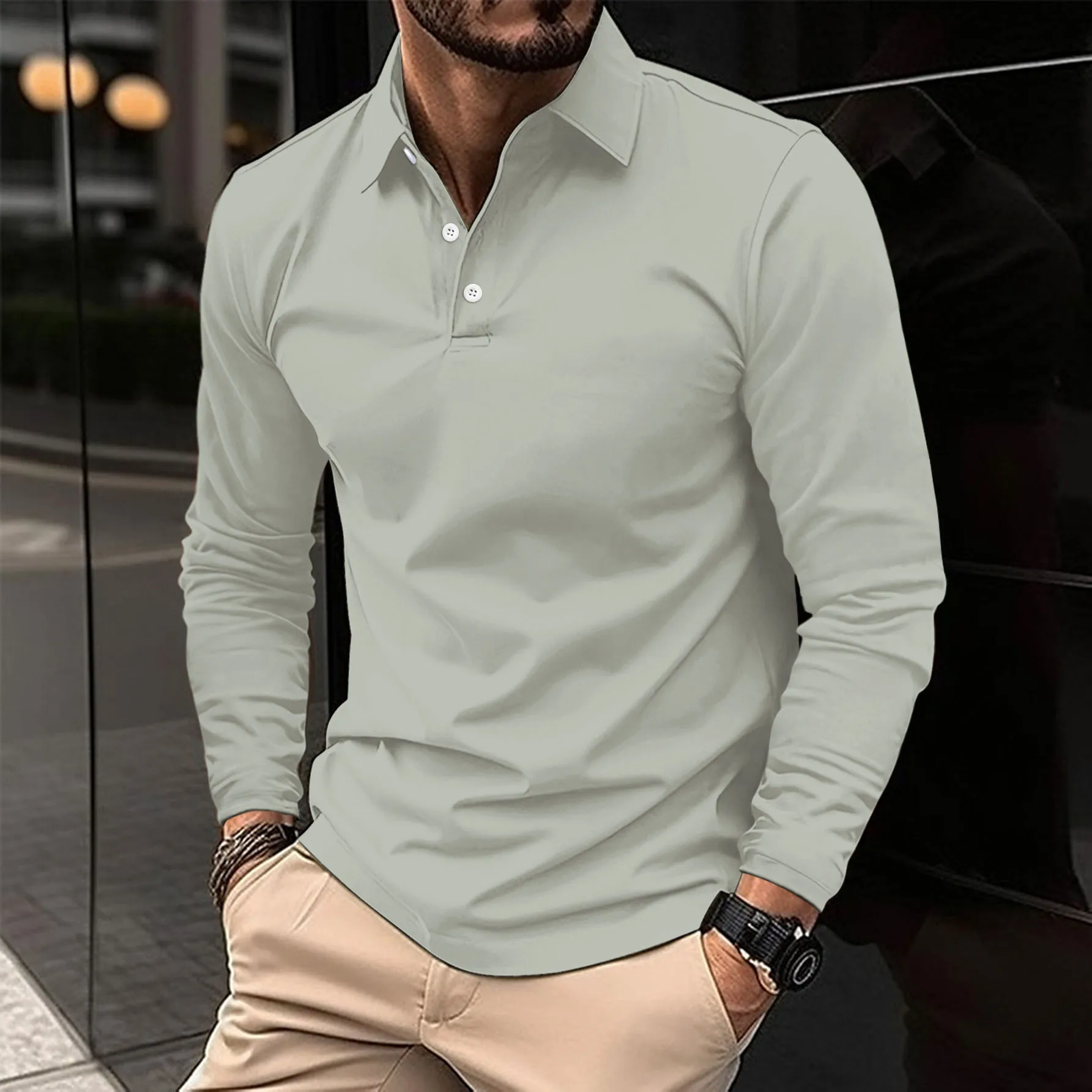 Scott | Herren Langarm-Polohemd mit elegantem Kragen