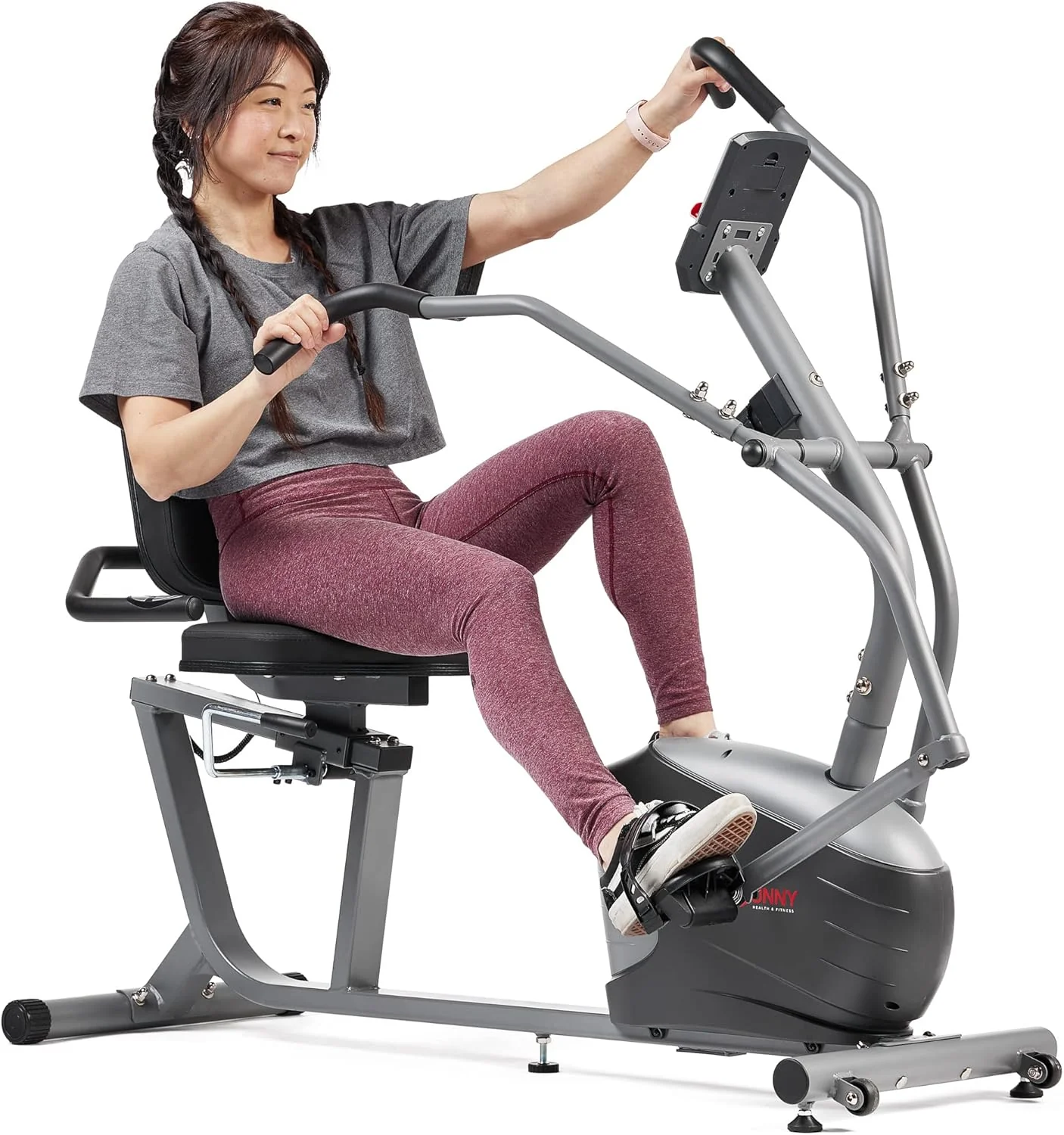 Sunny Health & Fitness Smart Recumbent Bike. Full-Body Home Training with Arm/Leg Exercisers