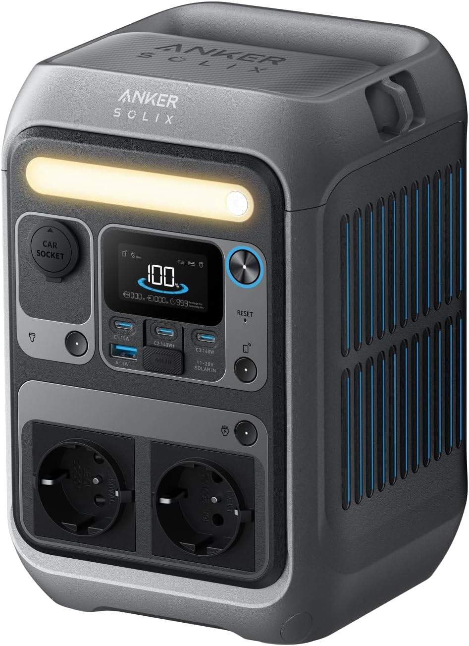 SOLIX C300 Tragbare Powerstation, 288Wh LiFePO4 Akku, 300W (Max 600W) Solargenerator, 140W Beiseitige Schnellladeleistung, Für Camping, Draußen, Reisen, Notfälle, unterwegs (Solarpanel Optional)