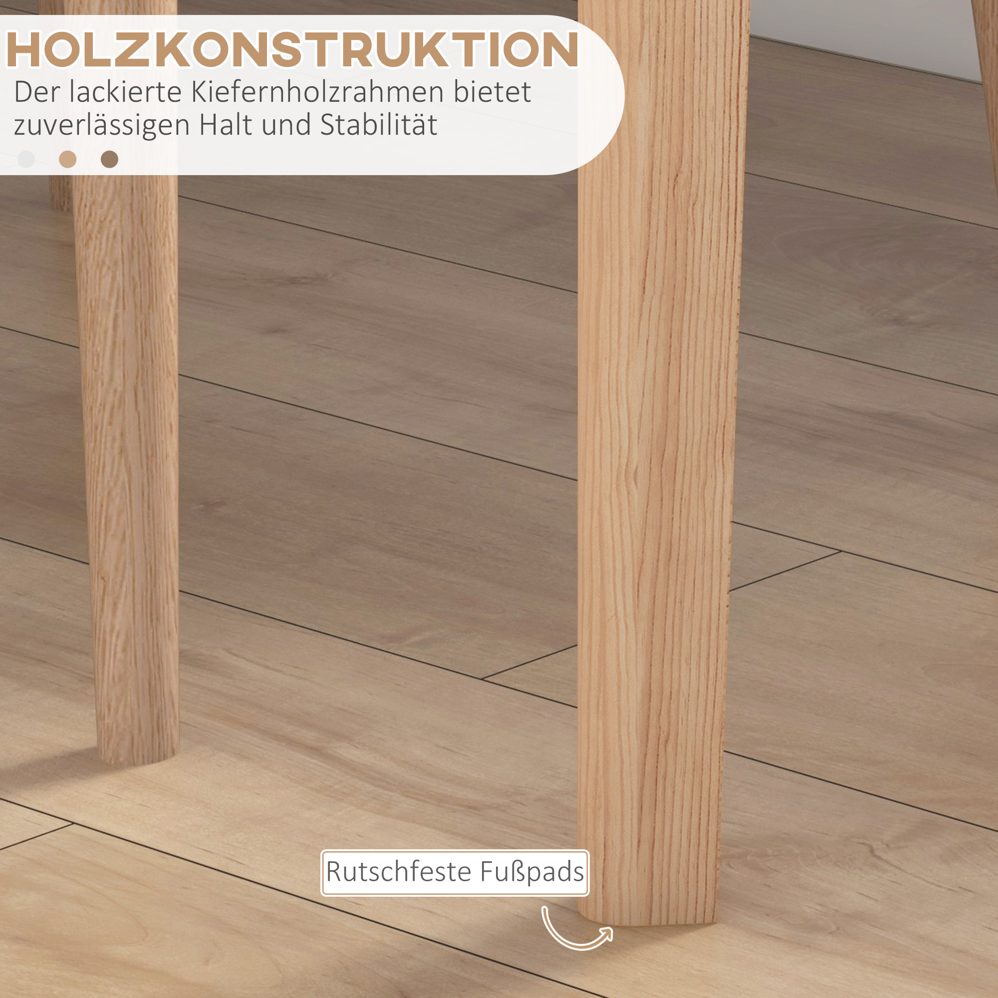 Eettafel Keukentafel Ronde Tafel, Scandinavisch Design, 75 cm x 75 cm x 76 cm, Wit + Natuur