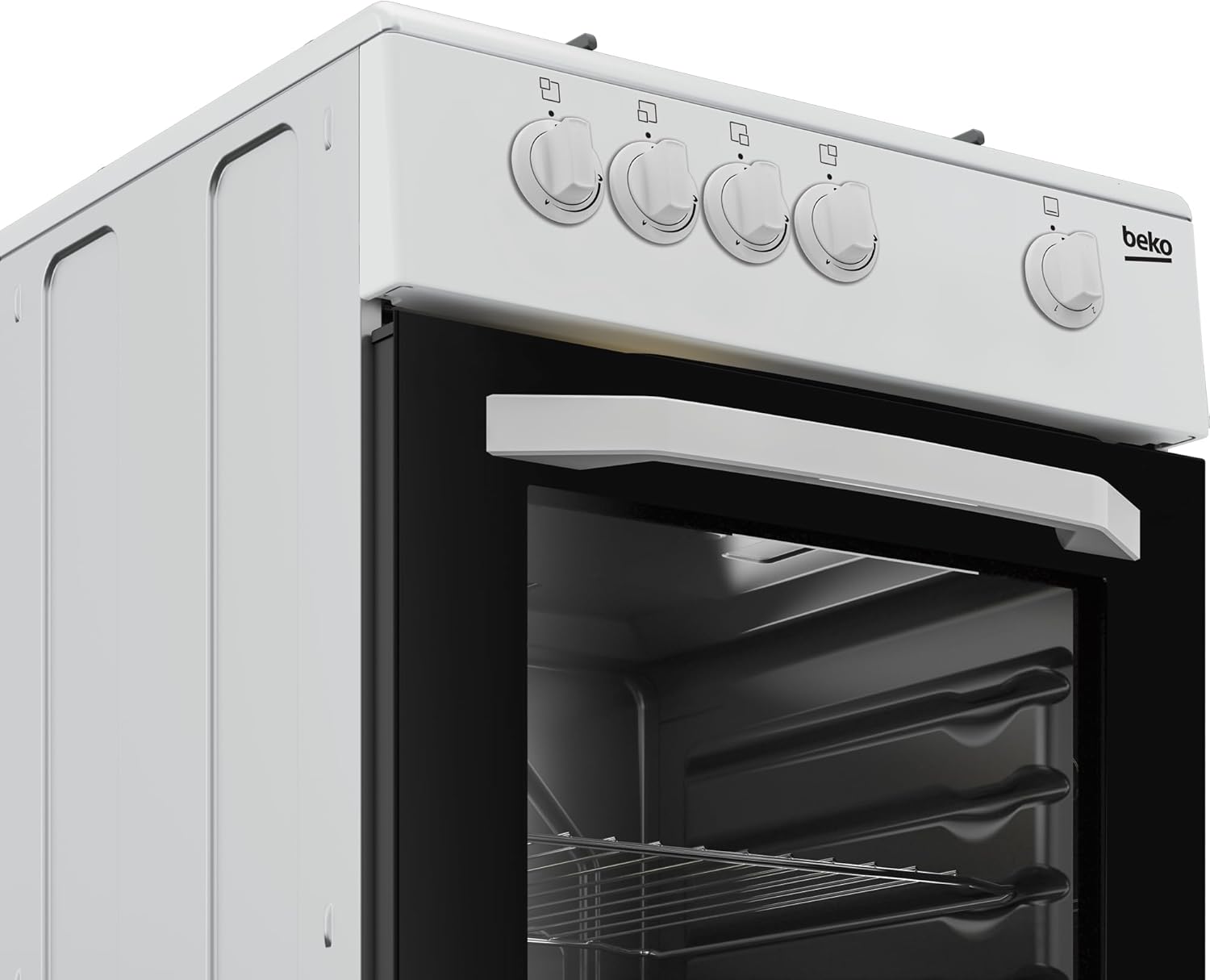 Beko - CSG42001FW - cocina 50 x 50, cocina de gas + placa con 4 quemadores de gas y parrillas para platos, clase A, control mecánico, color blanco, dimensiones H x ancho x D: 85,0 x 50,0 x 50,0 x 50,0
