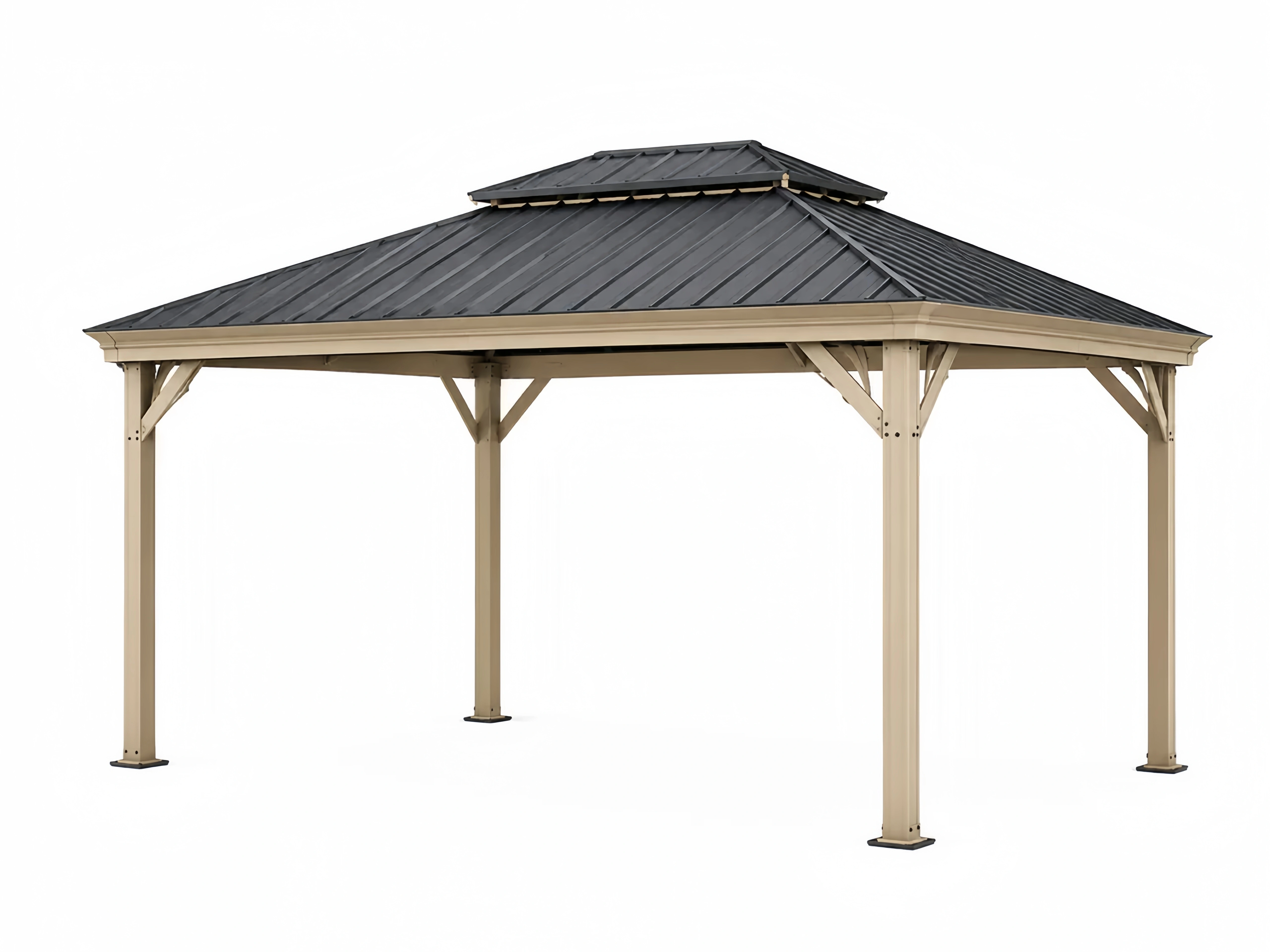 Metall Gartenpavillon rechteckig 300x400 cm Anthrazit/Beige