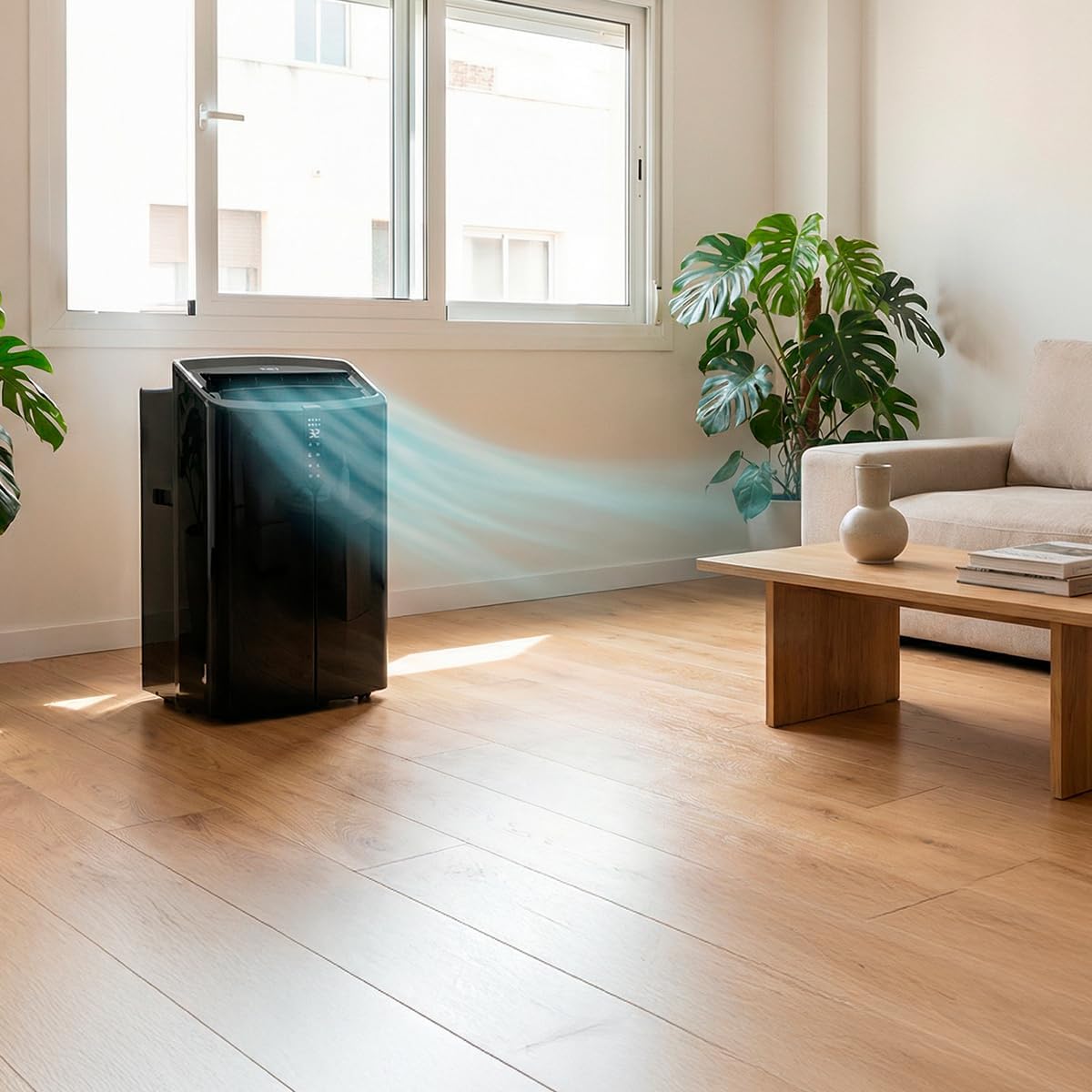 Cecotec Mobile Klimageräte ForceClima 12600 Nux Heating Connected. 12000 BTU, Heizfunktion, WLAN, 5 Modi, 3 Stufen, bis 30 m², Entfeuchter 28 L/Tag, LED-Display, Timer, R290, Energieklasse A