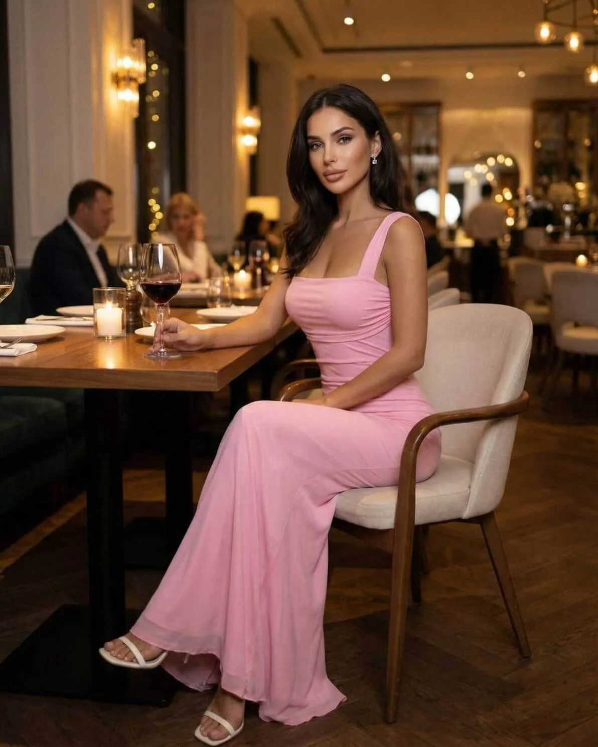 Zartrosa Maxi-Kleid