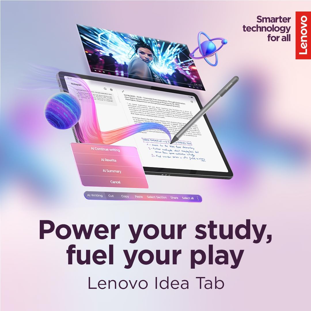 Lenovo Idea Tab - College Tablet - 11�� 2.5K IPS Touchscreen Display - 90Hz - MediaTek Dimensity 6300-4 GB Memory - 128 GB Storage - Integrated Arm Mali-G57 MC2 - Tab Pen and Folio Case