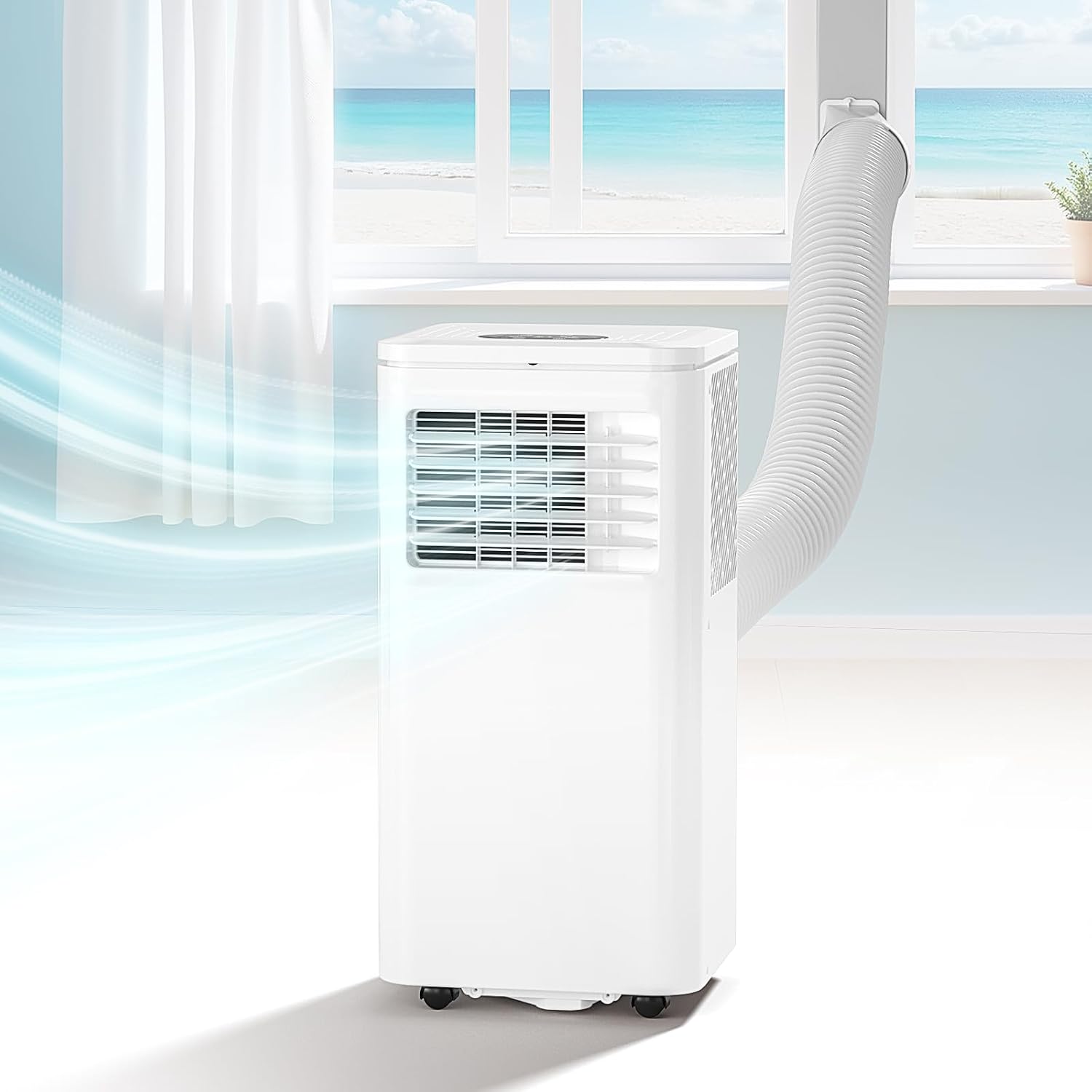 10000 BTU Tragbare Klimaanlage Kühlt 450 Sq.Ft, LifePlus Tragbare AC-Einheit mit 4 Modi, Fernbedienung, Fenster-Installationsset, 24H Timer, Leise Energieeffizient für Zimmer, Büros, Wohnungen