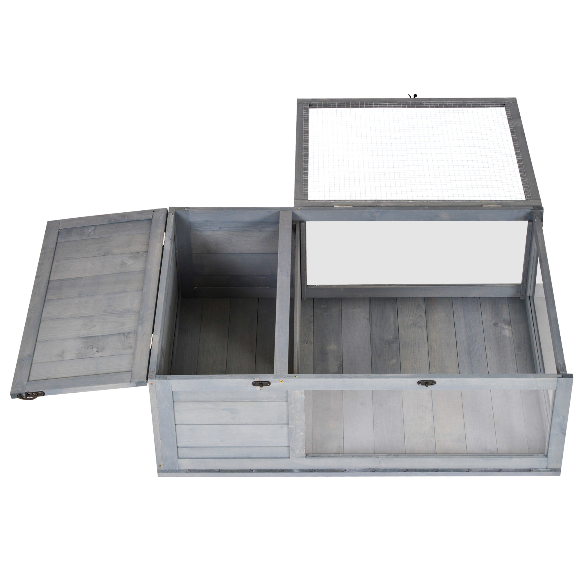 Schildpaddenverblijf van hout met opklapbare bovenkant 91x60,5x32 cm, Grijs