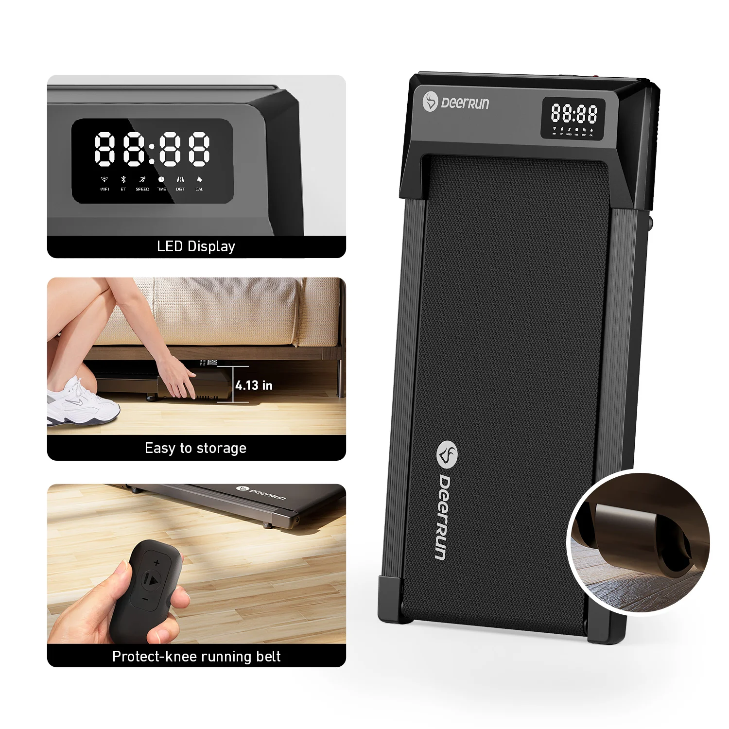 DeerRun Q1 Urban Mini loopband voor onder het bureau met afstandsbediening