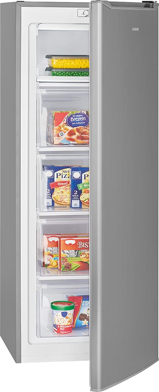 Bomann Gefrierschrank | Tiefkühlschrank | Freezer | Nutzinhalt 168 Liter | wechselbarer Türanschlag | 4 Sterne Gefrierraum | GS 7340 inox