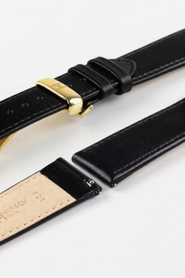 Hirsch OSIRIS Quick-Release Calf Leather Watch Strap in BLACK