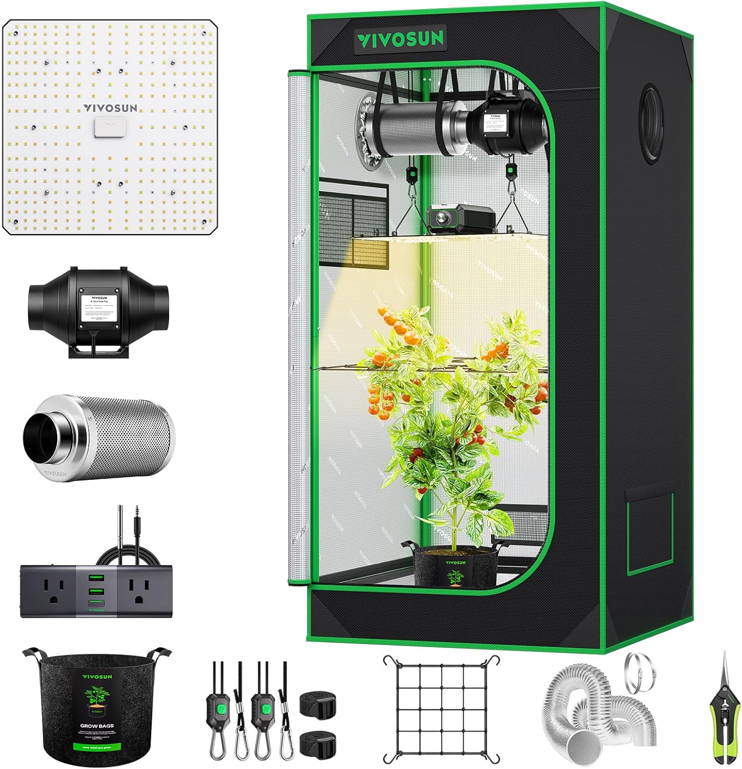 VIVOSUN Grow Tent Kit  2 �� 2ft 1-Plant System  WiFi-Controlled Grow System with Full Spectrum LED Grow Light  Automatic Ventilation  GrowHub Outlet A22 with Temperature and Humidity Sensor