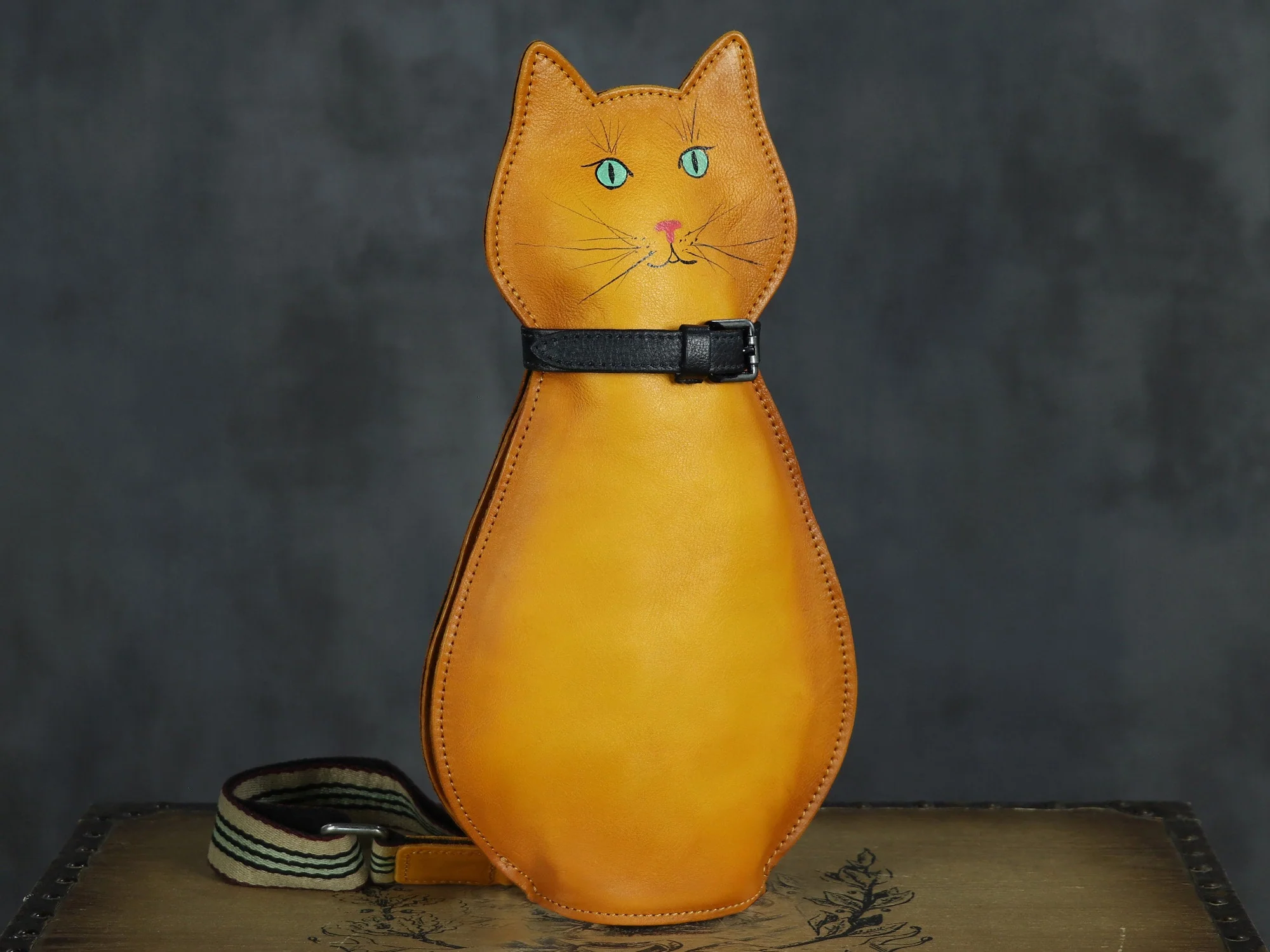 Lovely Cat Leather Sling Bag Crossbody Backpack