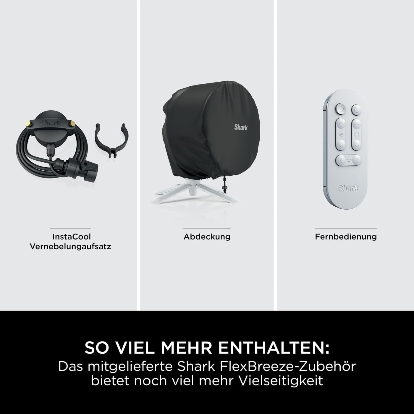 Shark FlexBreeze Ventilator Leise, Hybrid Ventilator Kabelgebunden & Kabellos, Tragbar, für Innen- und Außenbereich, UV- & Wasserbeständig, Ultraleistungsstark, Ultraleise, Weiß FA220EU