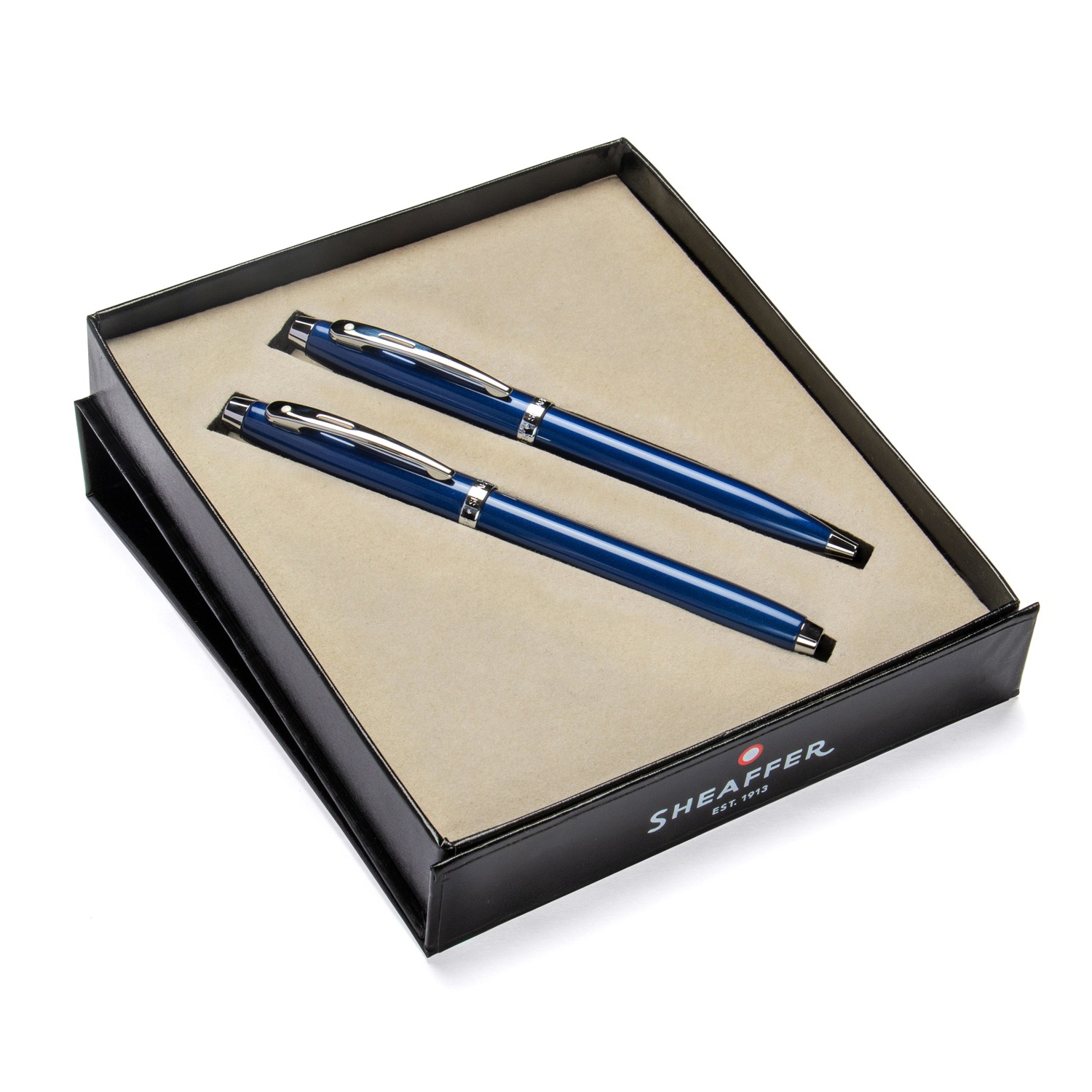Sheaffer Gift Set 100 9339 Ballpoint Pen and Rollerball Pen Glossy Blue with Chrome Trims - Set of 2 Pens