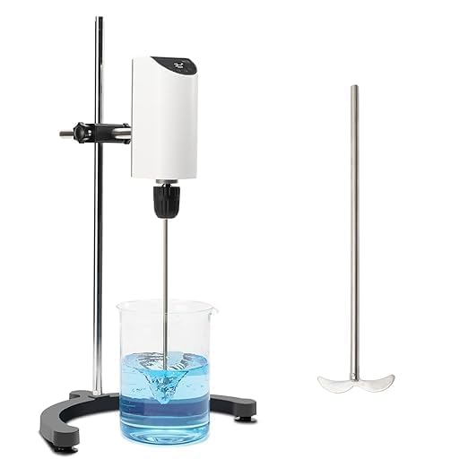 ONiLAB Elektrischer Overhead Rührer, LED Digital Overhead Rührer Mixer mit Rührstab, 20L,10000 mPas, 50~2200RPM, Aluminiumlegierung (Stand enthalten)
