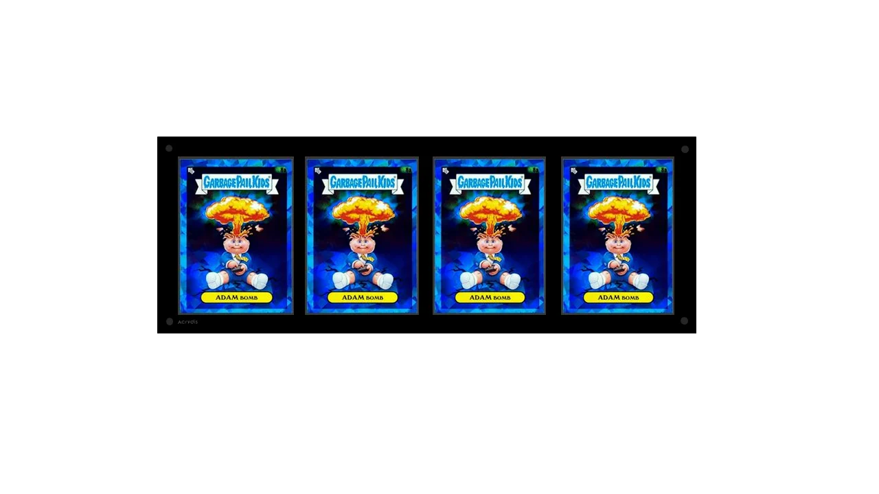 Acrylic Frame With Black Magnets For 4 (1x4) Standard Size Cards. UV Resistant. Corner Protection. For Sleeved Cards up to 66x91mm.