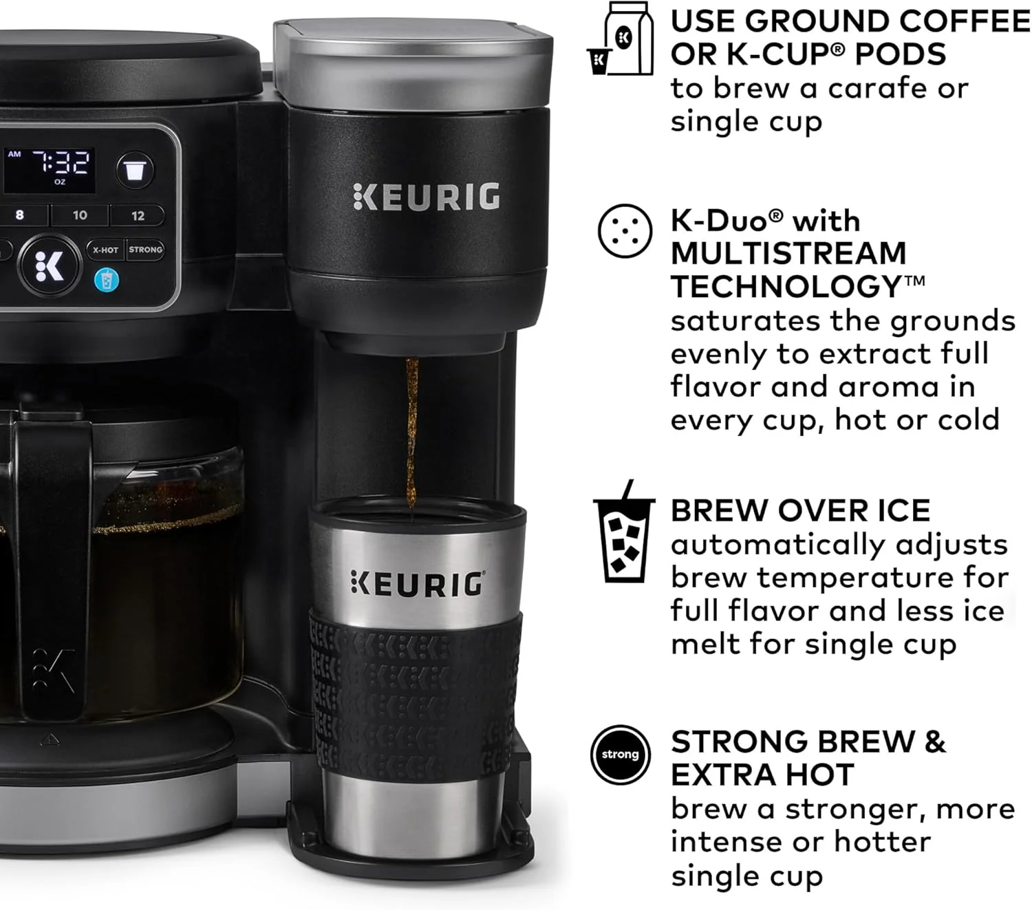 Keurig K-Duo Hot & Iced Single Serve & Carafe Coffee Maker, MultiStream Technology, 72oz Reservoir (Gen 2)