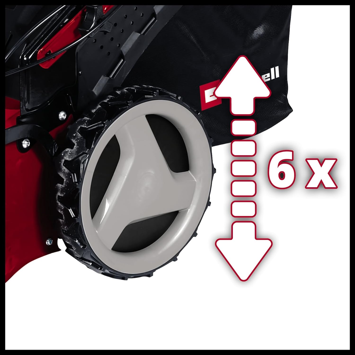 Einhell Benzin-Rasenmäher GC-PM 51/3 S HW-E Li (2.7 kW, 1 Zylinder 4-Takt-Motor, Highwheeler, Startseilzug am Führungsholm, Elektro-Start-Funktion, inkl. 2, 0 Ah Akku und Ladegerät)