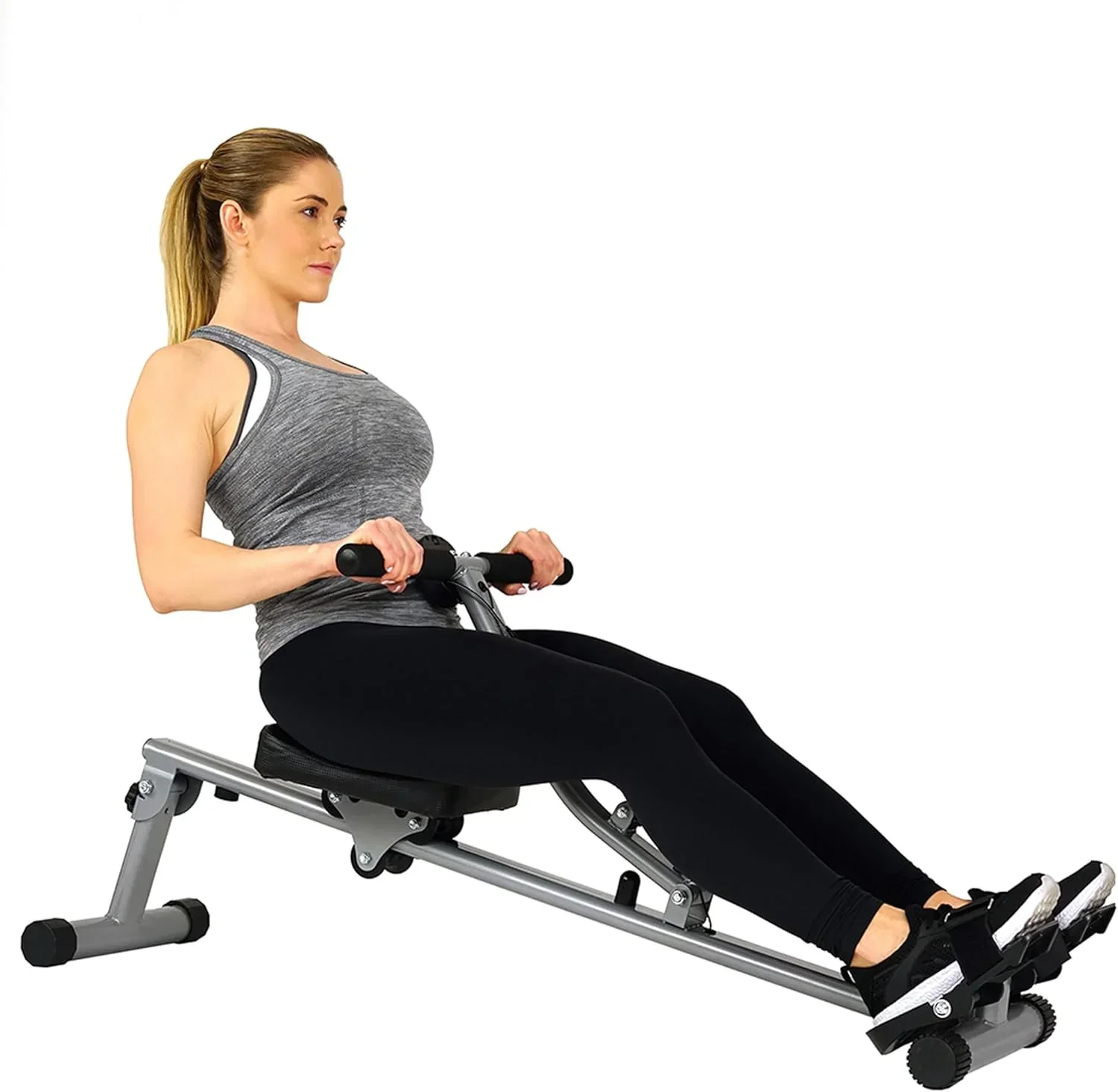 Sunny Health & Fitness Compact Adjustable Rowing Machine with 12 Levels of Resistance