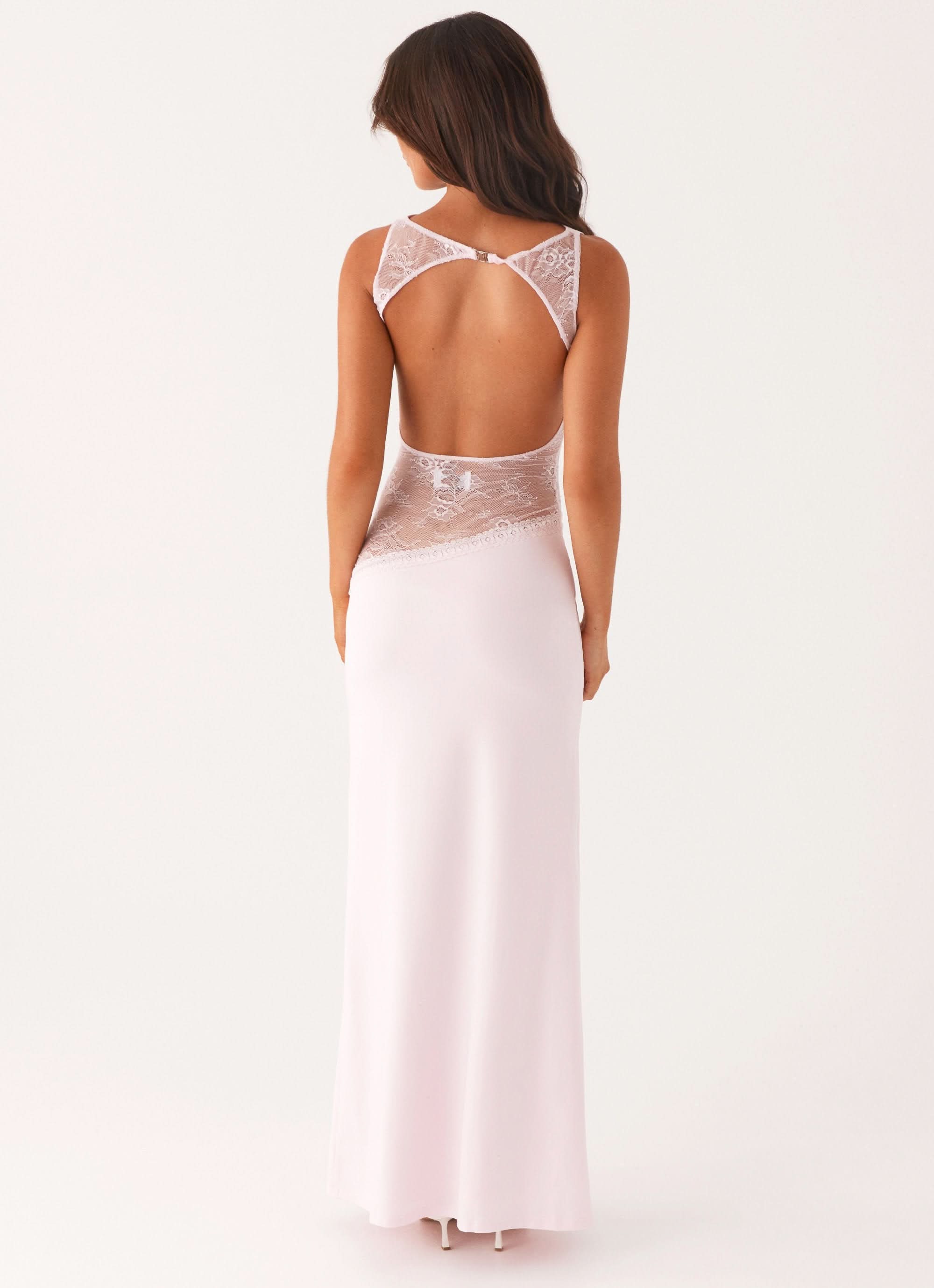 ?rmelloses Cocktail-Maxikleid mit Spitze und Cut-outs f��r Damen
