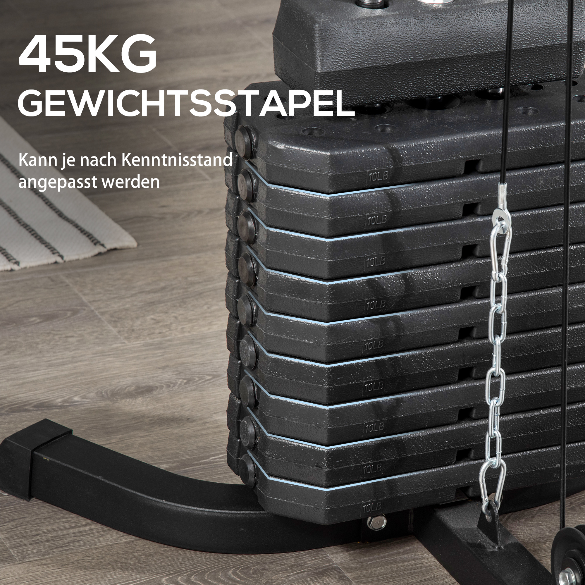 Krachtstation met 45 kg Gewichtsblok 180 x 108 x 200 cm Staal Zwart
