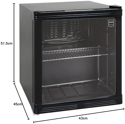 METRO Professional Minibar vitré/Réfrigérateur GPC1046, verre/acier inoxydable, 43 x 48 x 51.5 cm, 46 L, froid ventilé, noir