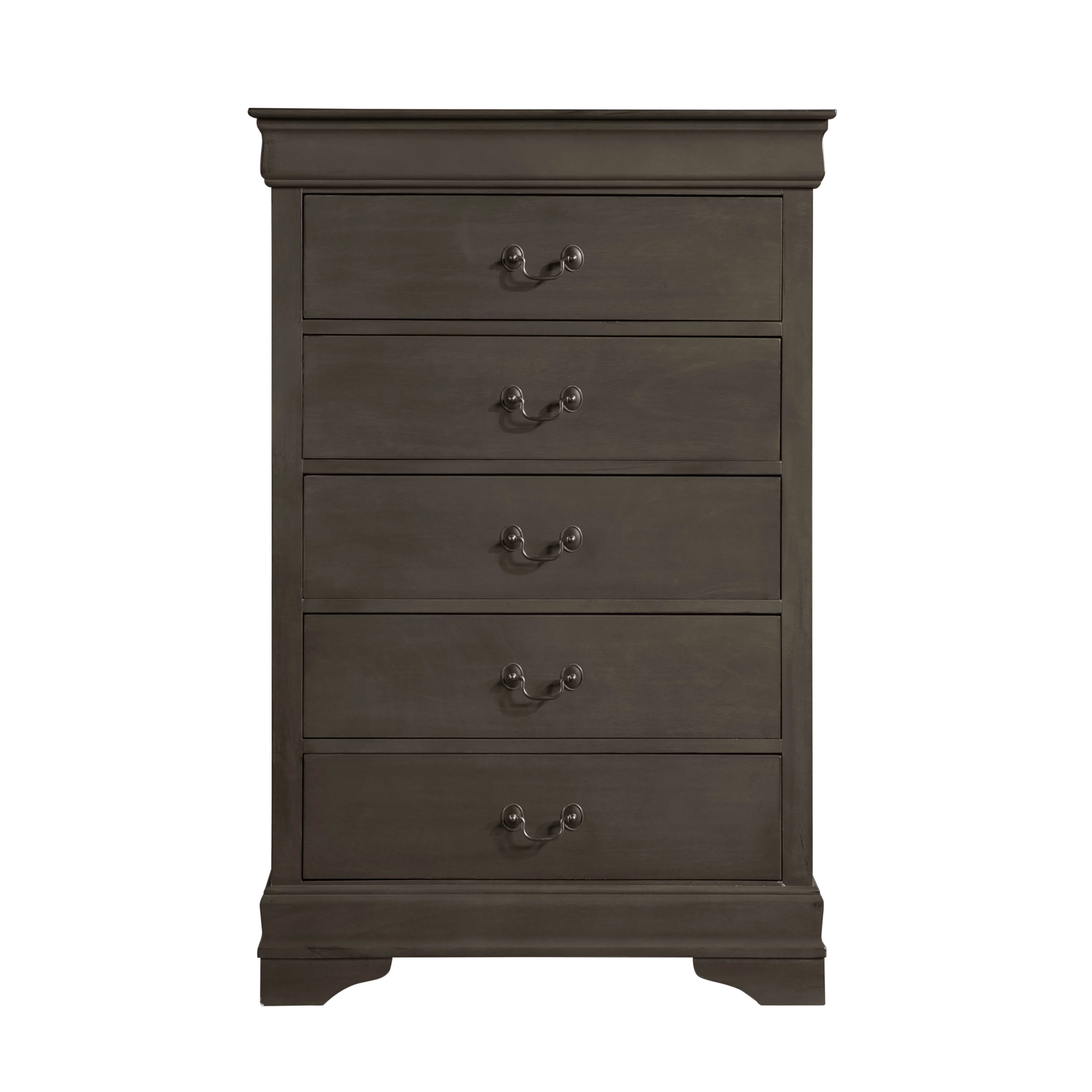 2025 DeeHome Klassieke Louis Philippe Commode met Grijs Gelamineerd Afwerkingslak �C 1 stuk met 5 Lades, Traditioneel Ontwerp voor Slaapkamer