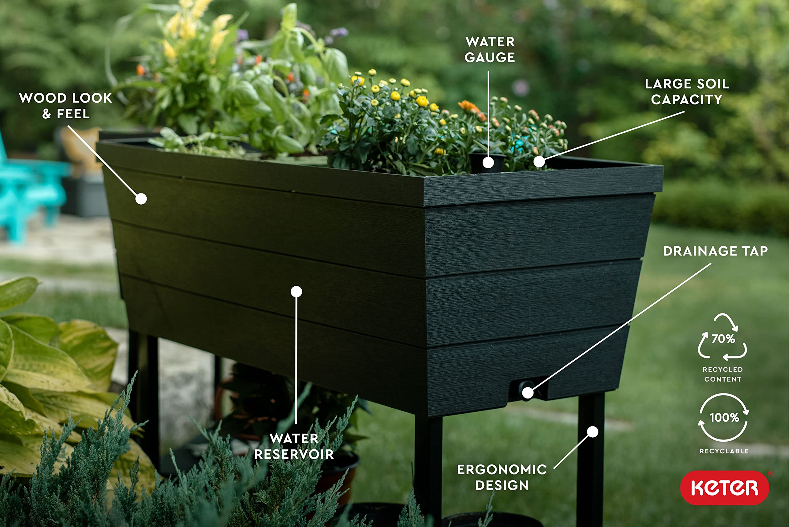 Keter Bloomer Plastic Elevated Graphite