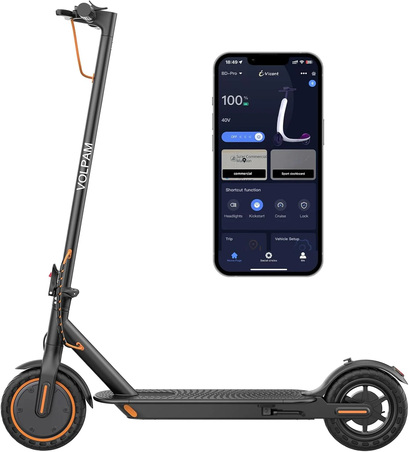 Electric Scooter. 350W/500W Powerful Motor. 8.5/10 Solid Tires. 19/22Mph. 28/21/12 Miles Range.Dual Braking