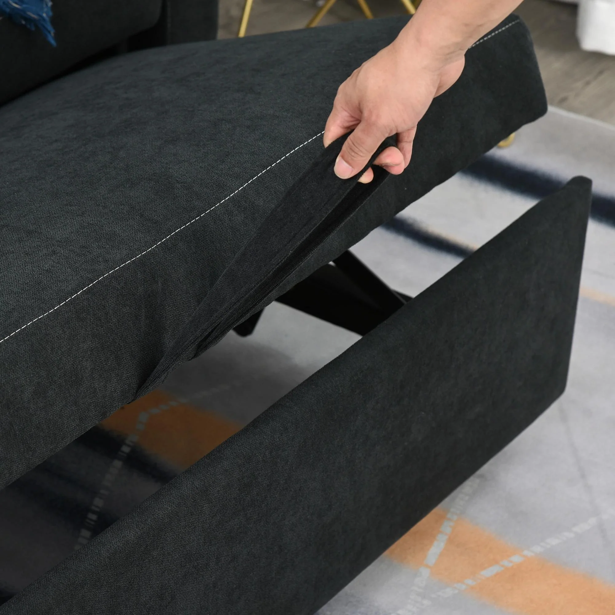 HOMCOM slaapbank, opklapbare bank, 2-zits stoffen bank, slaapbank, bank met slaapfunctie, bankstel, verstelbare hoek 148 x 82 x 89 cm