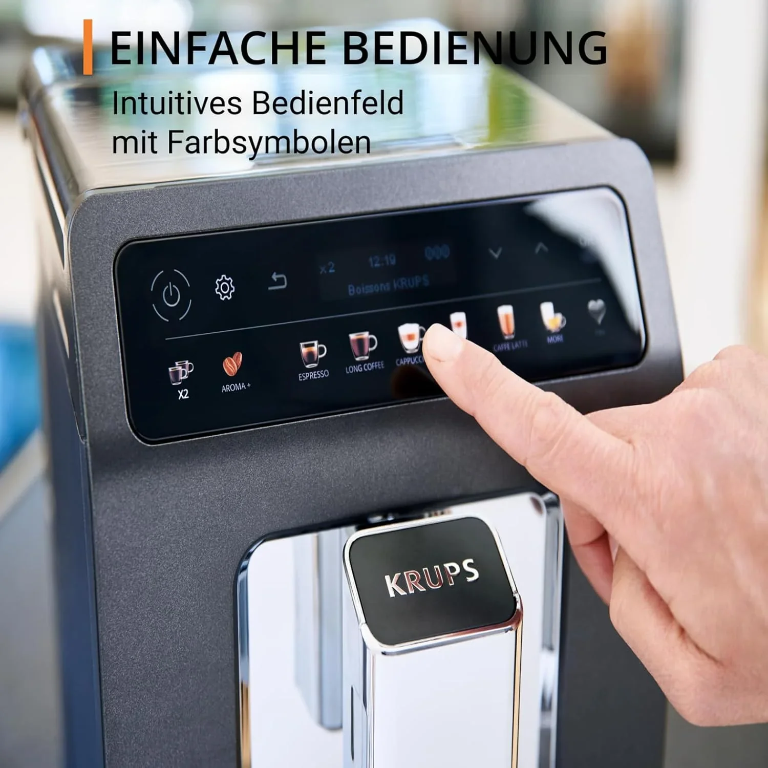 Krups Evidence One Kaffeevollautomat mit Milchschlauch, 12 Getr?nke, 2-Tassen-Funktion, Farbdisplay, Kaffeemaschine, T��V-Siegel, Schwarz, EA895N10, Meteor Graphit