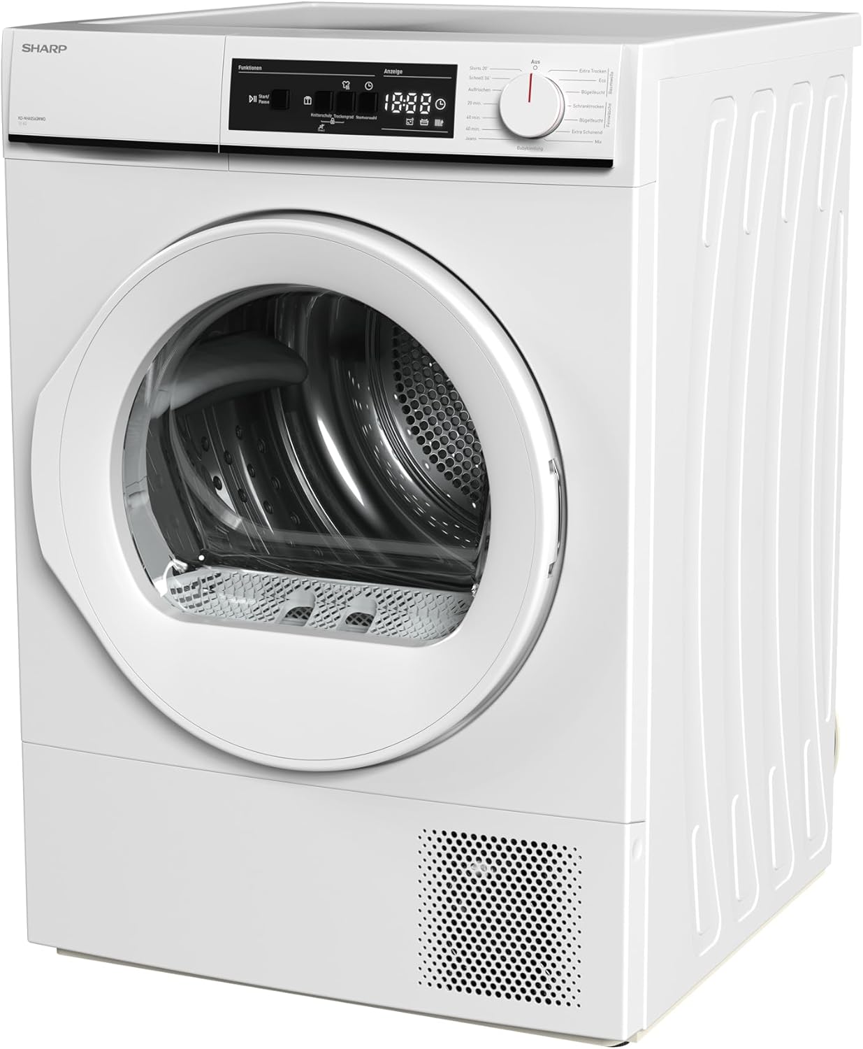 SHARP KD-NHA0S6GWWD-DE Wäschetrockner, 10kg, D, 15 Trockenprogramme inkl. 20-Minuten-Schnelltrockenprogramm, Weiß
