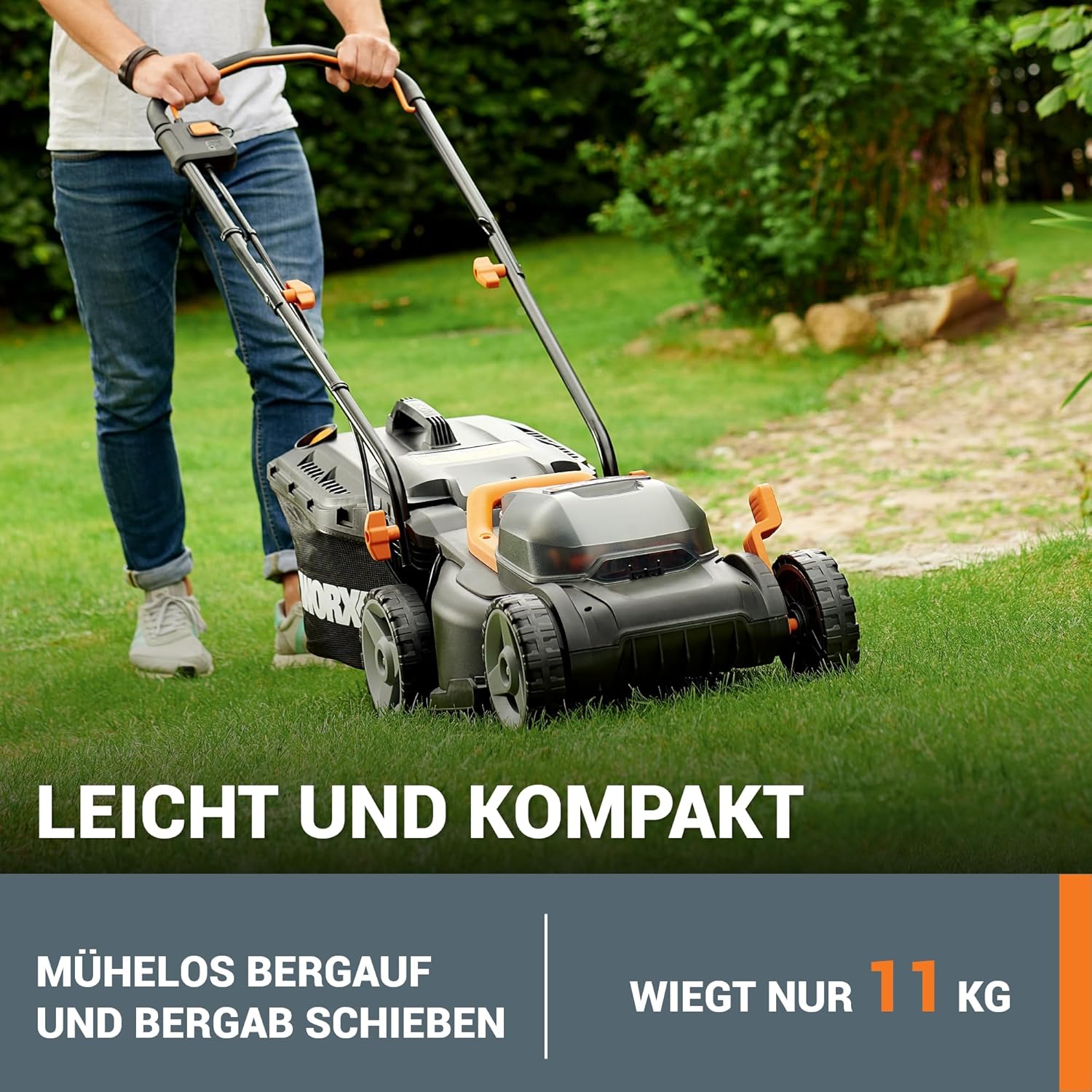 WORX WG779E.1 Akku-Rasenmäher 40V (2 x 20V) - 34 cm Schnittbreite - ideal für Gärten bis zu 460m² - IntelliCut Technologie - einfache Aufbewahrung - inkl. 2x4Ah Akkus & Dual-Schnellladegerät