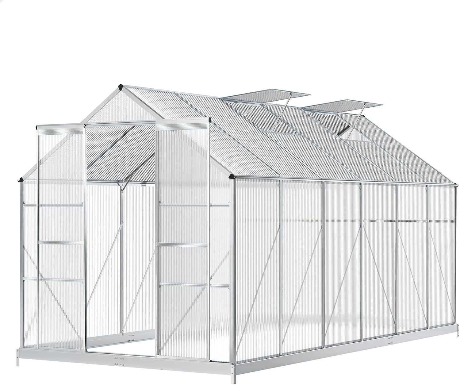 Aluminium Frame Greenhouse with Vent Windows 3.8x2.4x2.1M for Plants